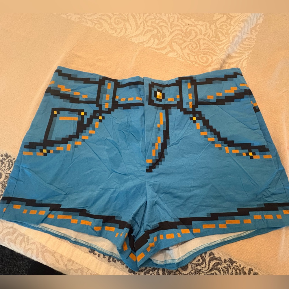 Moschino Couture Blue Pixel Shorts sz 8